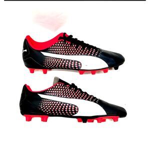Puma Soccer Cleats Mens Size 11.5 Black Red FG Firm Ground Football Soccer Boots